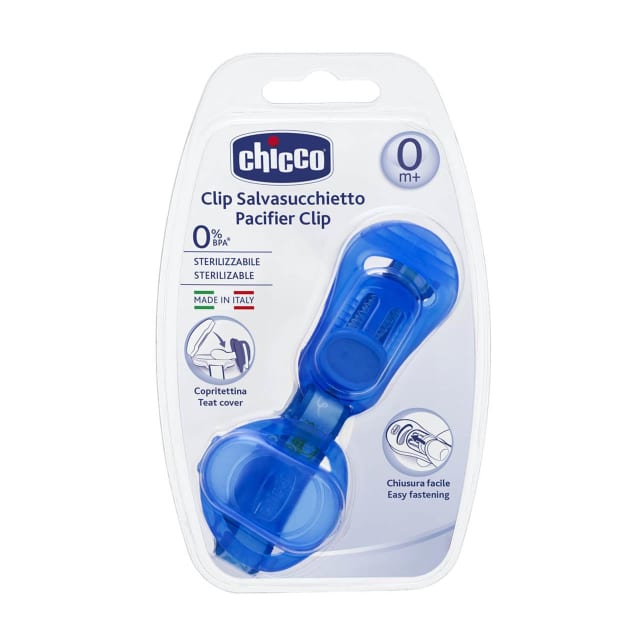 CHICCO Soother Clip + Cover - Blue