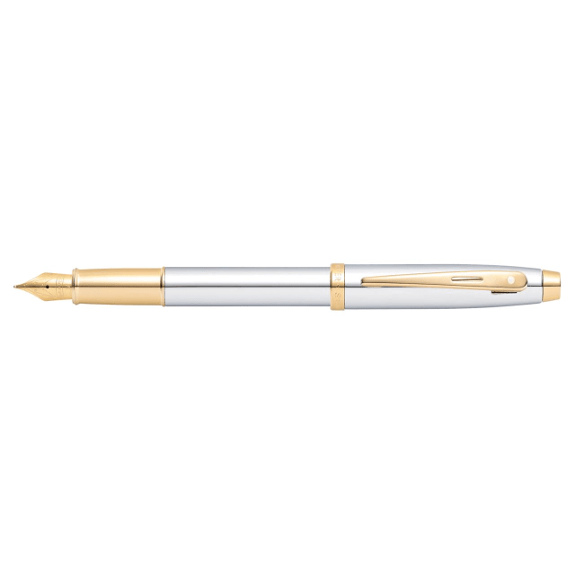Sheaffer® 100 9340 Bright Chrome Fountain Pen With Gold-tone trim - Medium