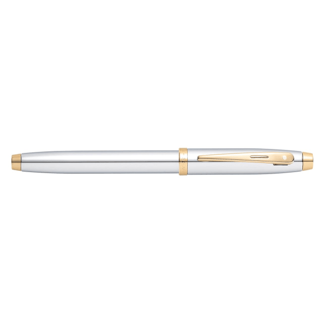 Sheaffer® 100 9340 Bright Chrome Fountain Pen With Gold-tone trim - Medium