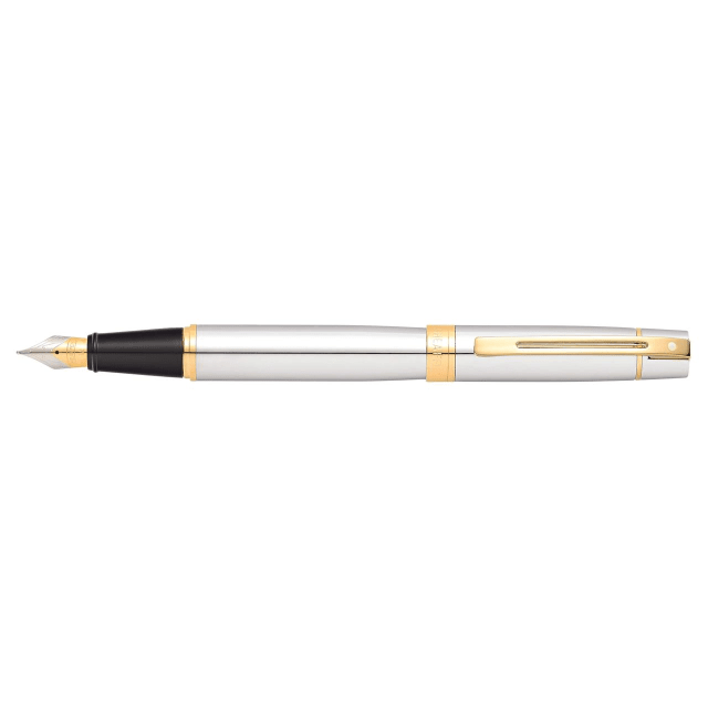 Sheaffer® 300 9342 Bright Chrome Fountain Pen With Gold-tone trim - Medium