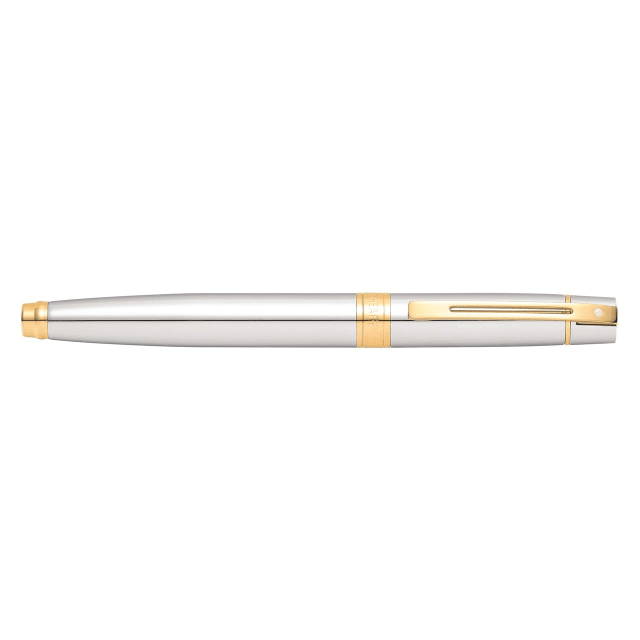 Sheaffer® 300 9342 Bright Chrome Fountain Pen With Gold-tone trim - Medium