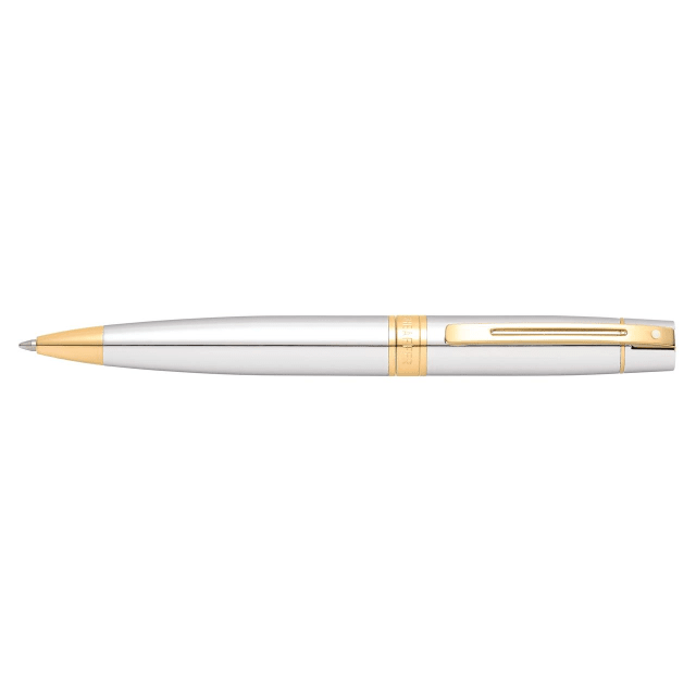 Sheaffer® 300 9342 Bright Chrome Ballpoint Pen With Gold-tone trim