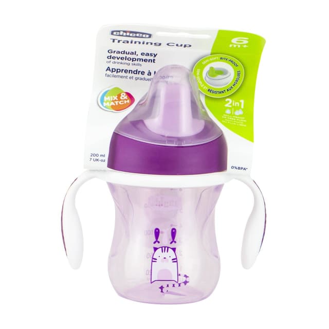 CHICCO Training Cup W/Hndl 6M+ Girl 1pk 200ml