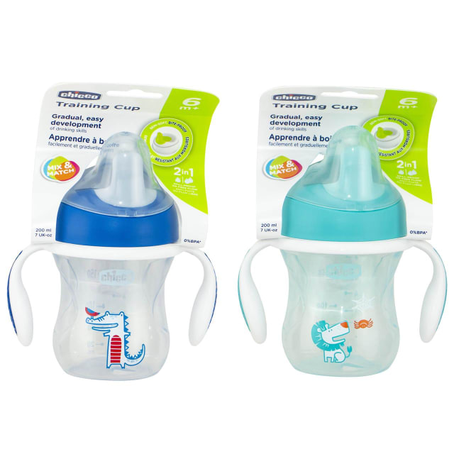 CHICCO Training Cup W/Hndl 6M+ Boy 1pk 200ml