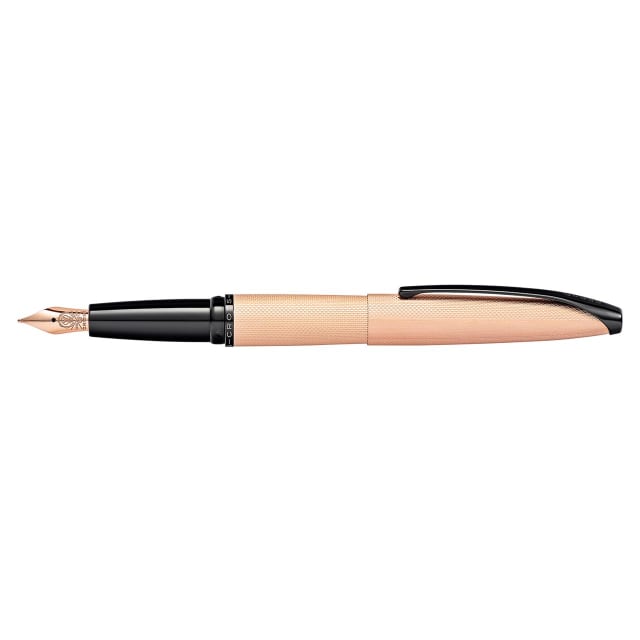 CROSS ATX Brushed Rose Gold Etched Diamond Fountain Pen, Fine Nib