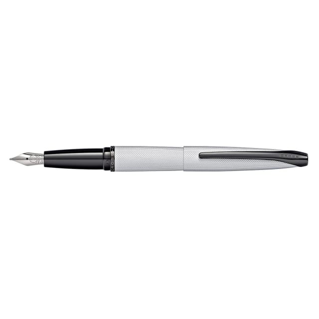 CROSS ATX Brushed Chrome Etched Diamond Fountain Pen, Fine Pencil