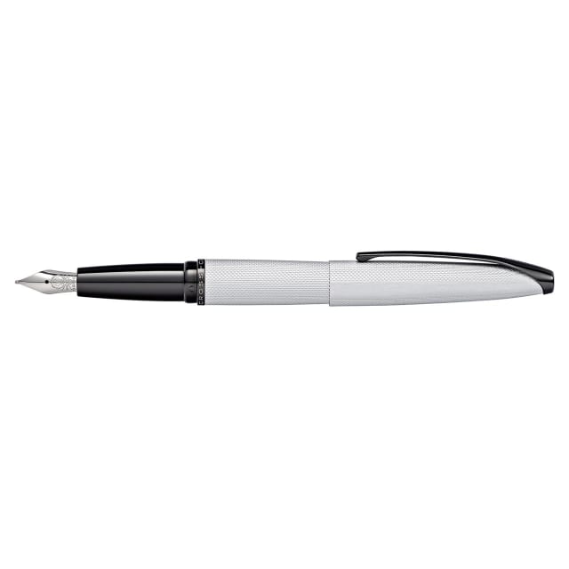 CROSS ATX Brushed Chrome Etched Diamond Fountain Pen, Fine Pencil