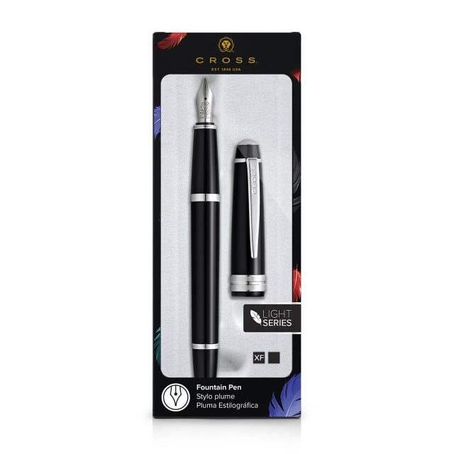 CROSS Bailey Light BLACK Fountain Pen, Xtra Fine Nib