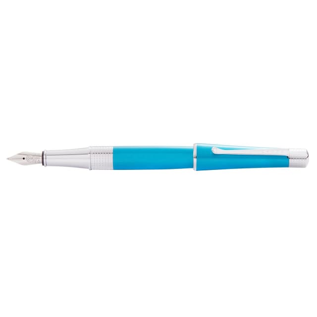 CROSS Beverly Translucent Teal Lacquer & Chrome Fountain Pen, Medium Nib