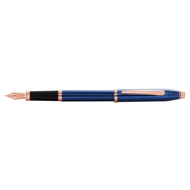 CROSS Century II Translucent Blue Lacquer & Rose Gold Fountain Pen, Fine Nib