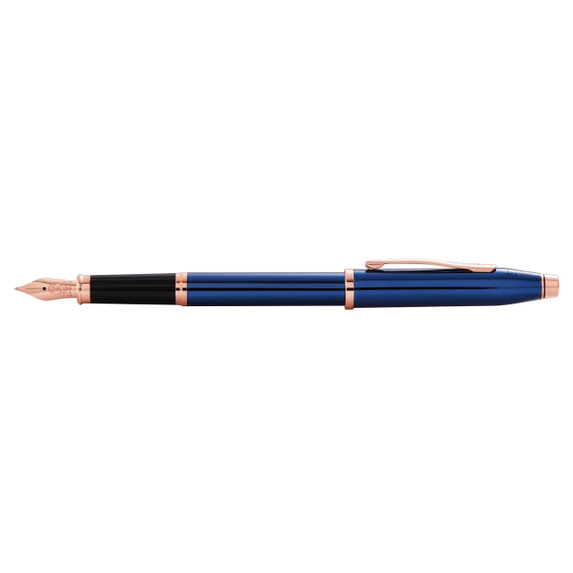 CROSS Century II Translucent Blue Lacquer & Rose Gold Fountain Pen, Fine Nib