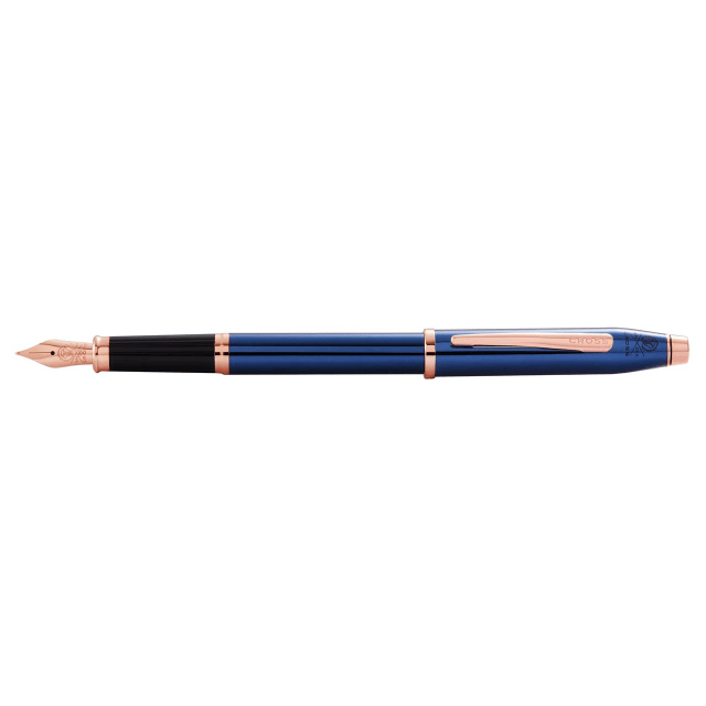 CROSS Century II Translucent Blue Lacquer & Rose Gold Fountain Pen, Medium Nib