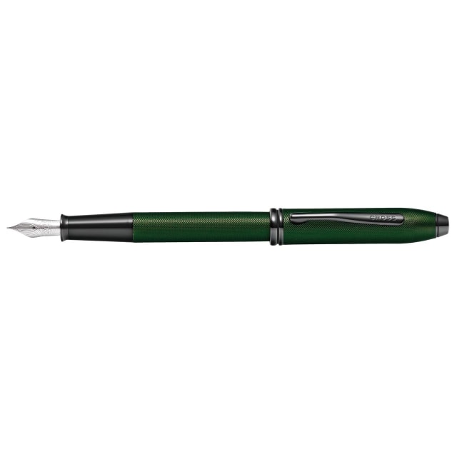 CROSS Townsend Green MicroKnurl & Highly Polished Black Fountain Pen, Fine Nib