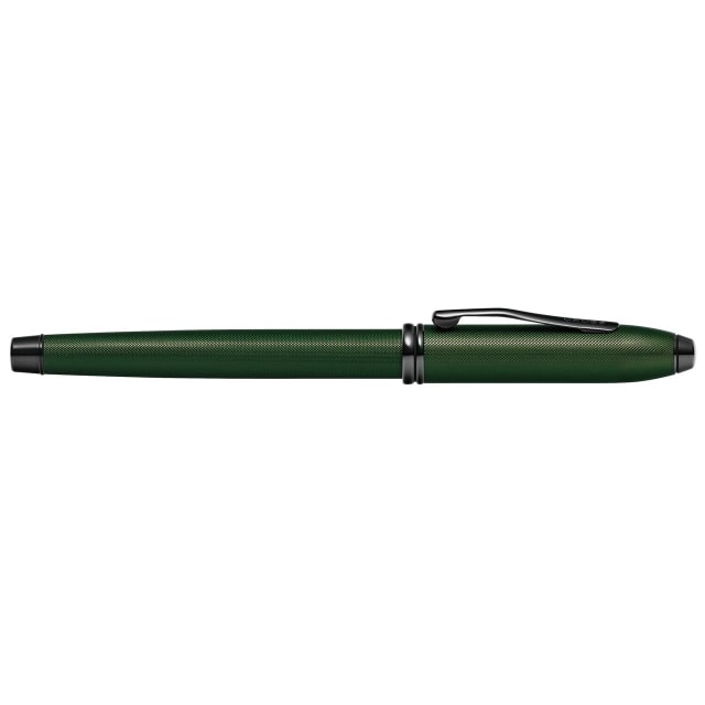 CROSS Townsend Green MicroKnurl & Highly Polished Black Fountain Pen, Fine Nib