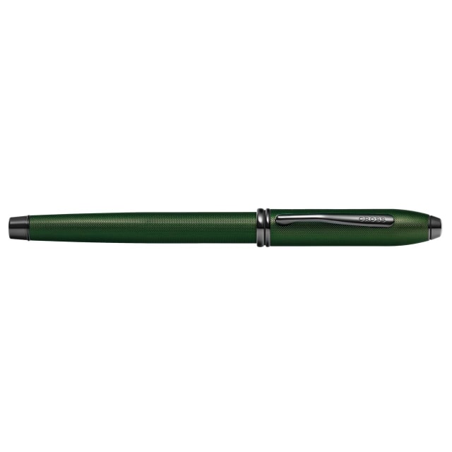 CROSS Townsend Green MicroKnurl & Highly Polished Black Fountain Pen, Fine Nib