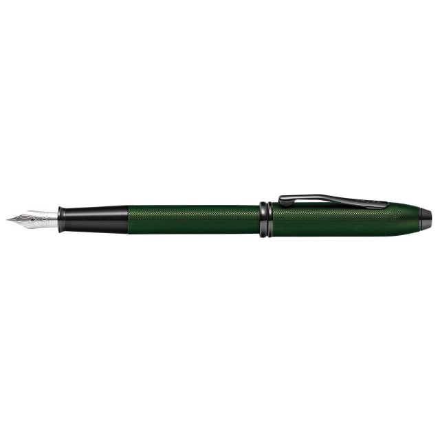 CROSS Townsend Green MicroKnurl & Highly Polished Black Fountain Pen, Medium Nib