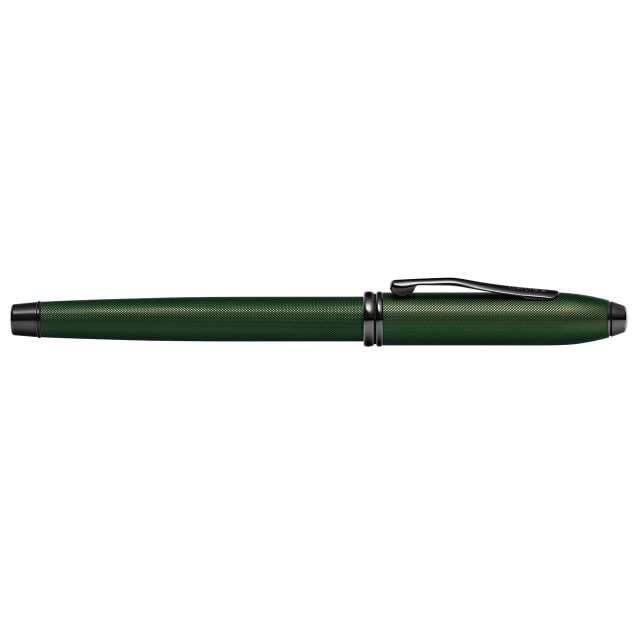 CROSS Townsend Green MicroKnurl & Highly Polished Black Fountain Pen, Medium Nib