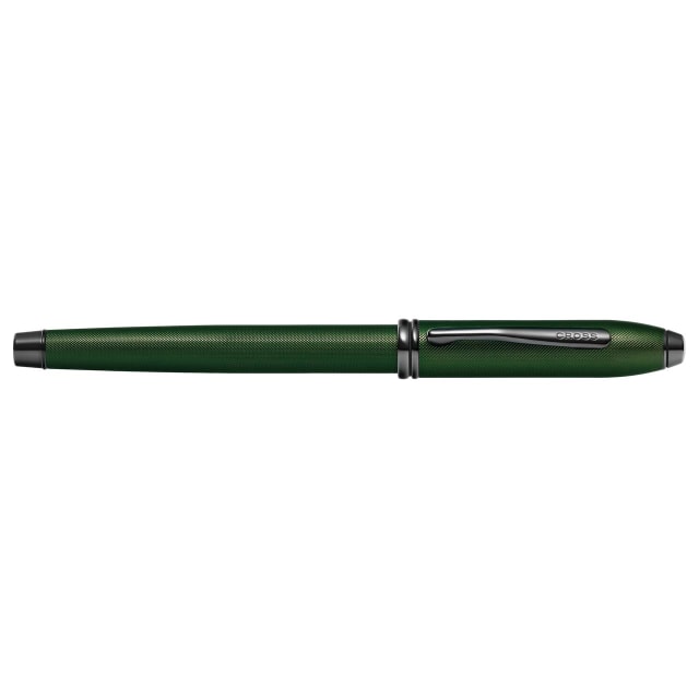 CROSS Townsend Green MicroKnurl & Highly Polished Black Fountain Pen, Medium Nib