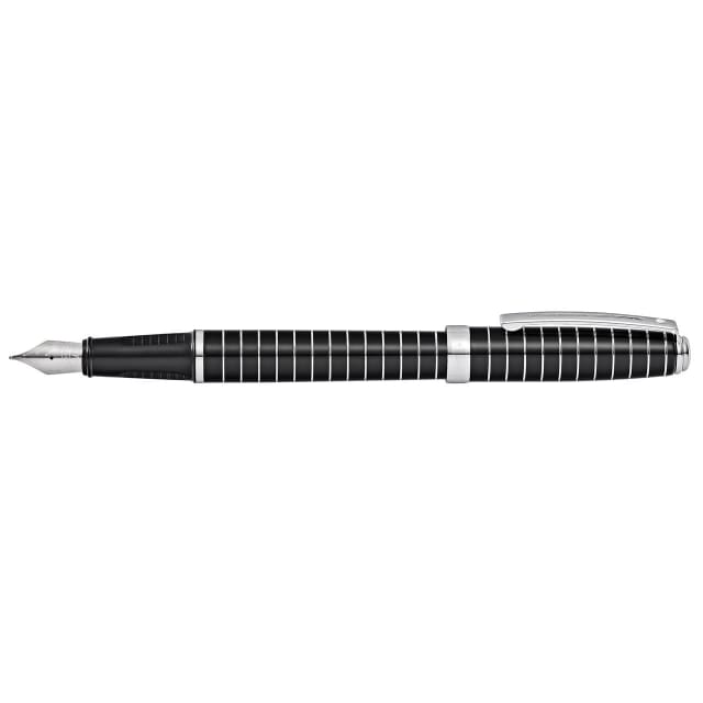 SHEAFFER Prelude Black Lacquer Engraved Lines Fine Fountain Pen