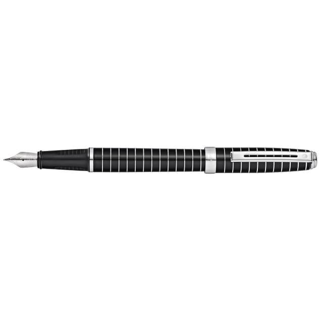 SHEAFFER Prelude Black Lacquer Engraved Lines Fine Fountain Pen