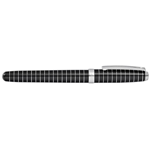 SHEAFFER Prelude Black Lacquer Engraved Lines Fine Fountain Pen