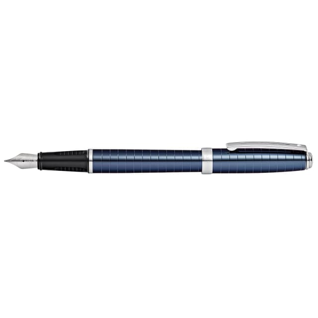 SHEAFFER Prelude Cobalt Blue PVD Engraved Lines Fine Fountain Pen