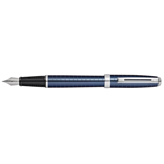 SHEAFFER Prelude Cobalt Blue PVD Engraved Lines Fine Fountain Pen