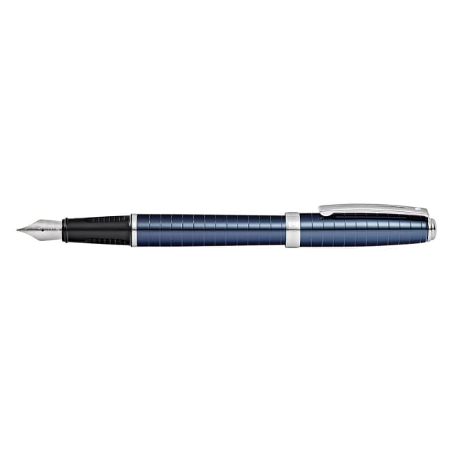 SHEAFFER Prelude Cobalt Blue PVD Engraved Lines Medium Fount Pen
