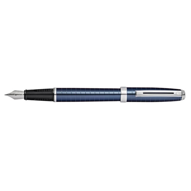 SHEAFFER Prelude Cobalt Blue PVD Engraved Lines Medium Fount Pen