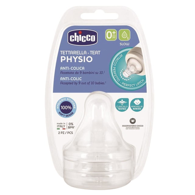 CHICCO Teat: Perfect5 0m+ Slow Flow Sil 2pk