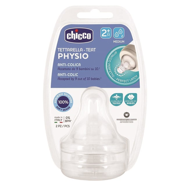 CHICCO Teat: Perfect5 2m+ Med Flow Sil 2pk