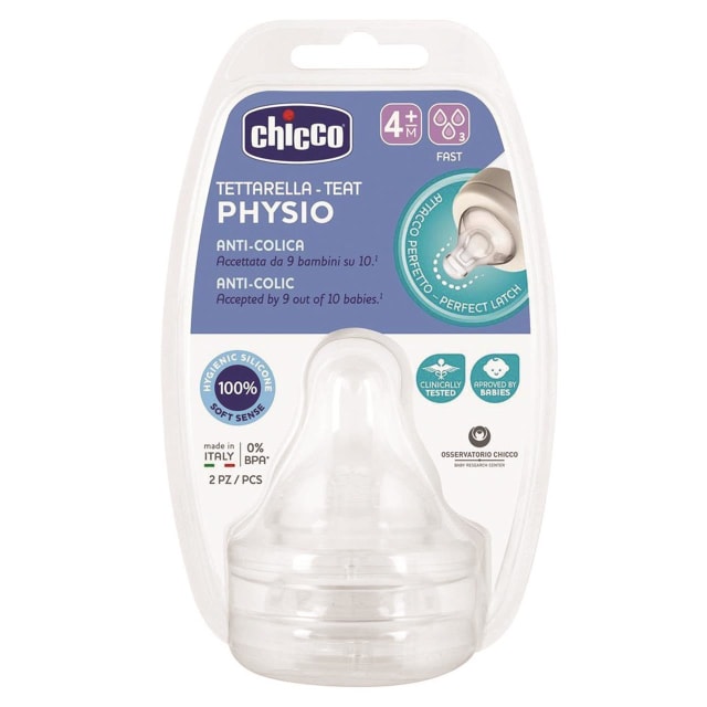 CHICCO Teat: Perfect5 4m+ Fast Flow Sil 2pk