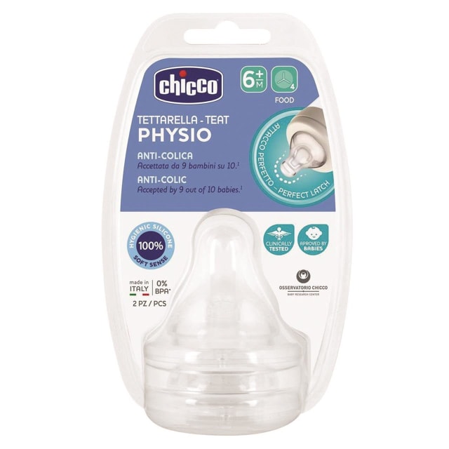 CHICCO Teat: Perfect5 6m+ Food Flow Sil 2pk