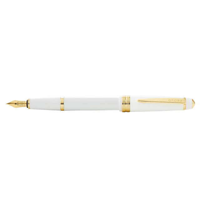 CROSS Bailey Light Gloss White/Gold Fountain Pen, Fine Nib