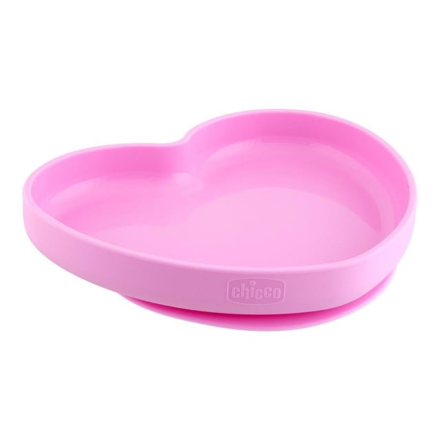 CHICCO Silicone Heart Shaped Plate Pink 9M+