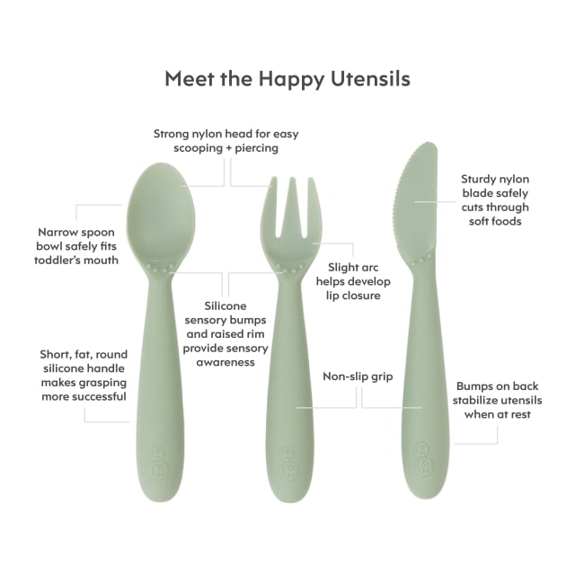 EZPZ HAPPY UTENSILS SAGE