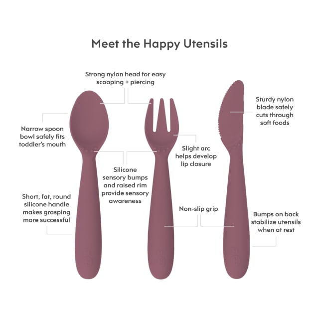 EZPZ HAPPY UTENSILS MAUVE