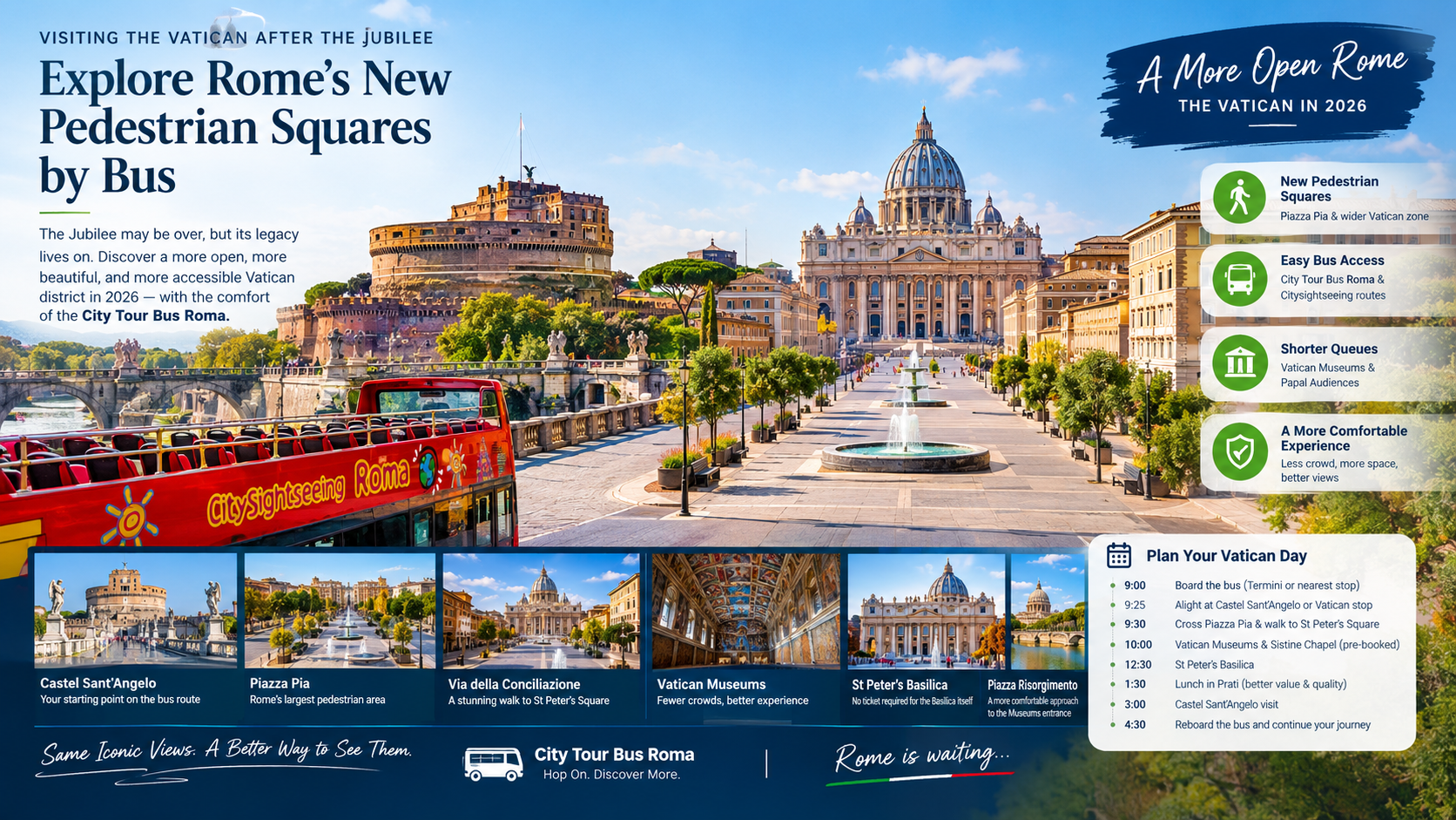 Visiting the Vatican After the Jubilee: Exploring Rome's New Pedestrian Squares by Bus