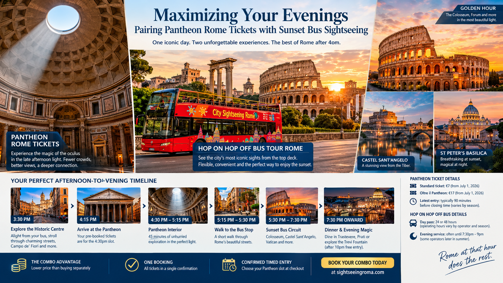 Maximizing Your Evenings: Pairing Pantheon Rome Tickets with Sunset Bus Sightseeing