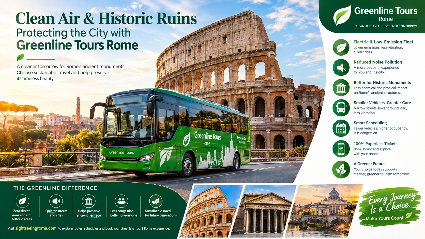 Clean Air and Historic Ruins: Protecting the City with Greenline Tours Rome