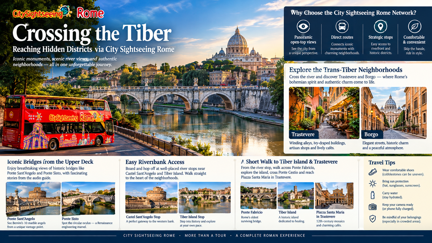 Crossing the Tiber: Reaching Hidden Districts via City Sightseeing Rome