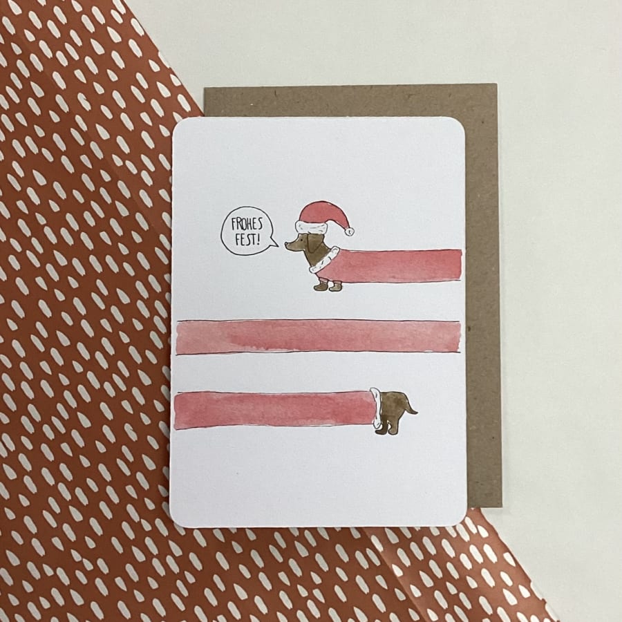 Fijne Feestdagen / Kerstkaart / Teckel