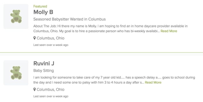 sitting jobs in columbus looking for a sitter