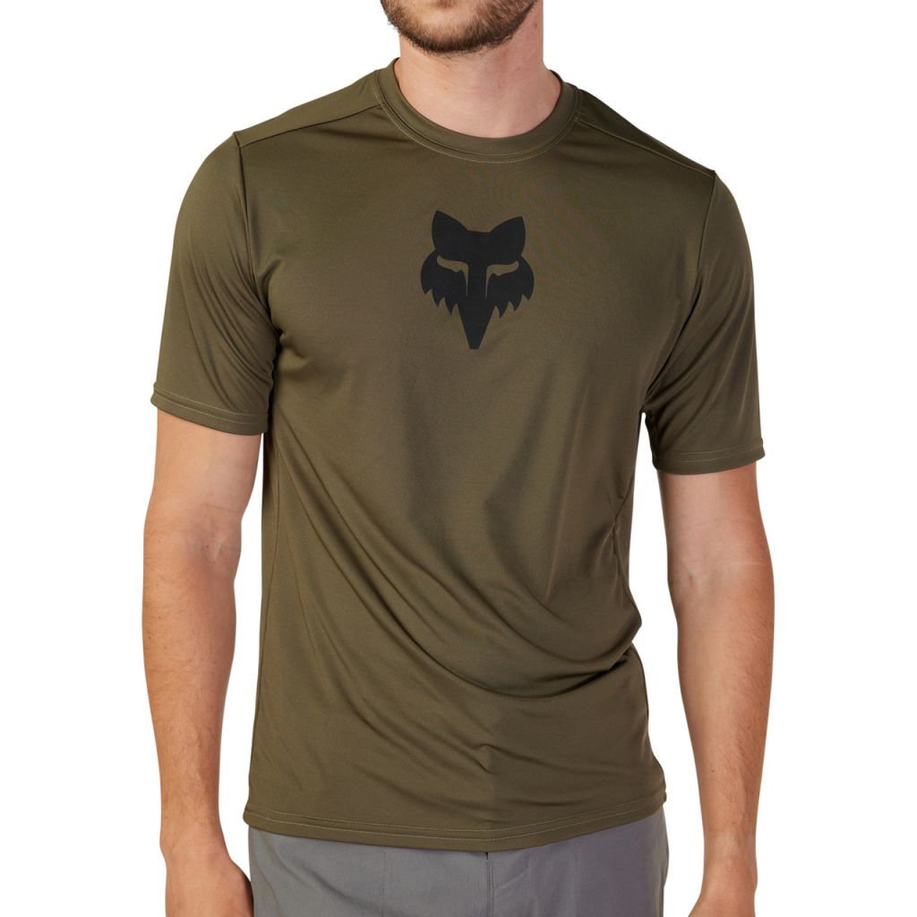 Fox Ranger Lab Head Mens MTB Short Sleeve Jersey 2024 - Olive Green ...