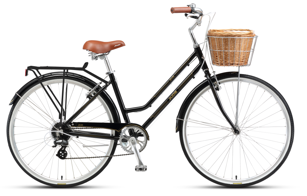 ladies black bike with basket