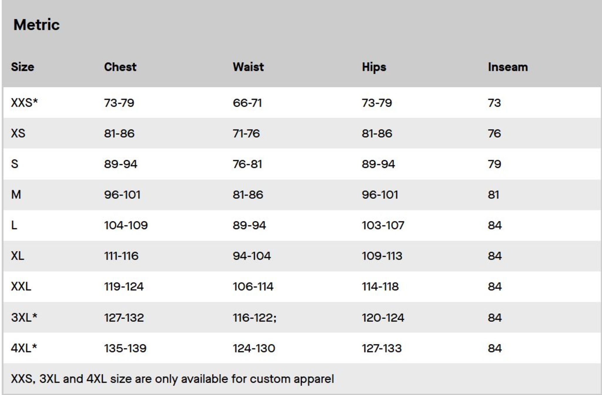 Louis Garneau Mens Clothing Size Guide