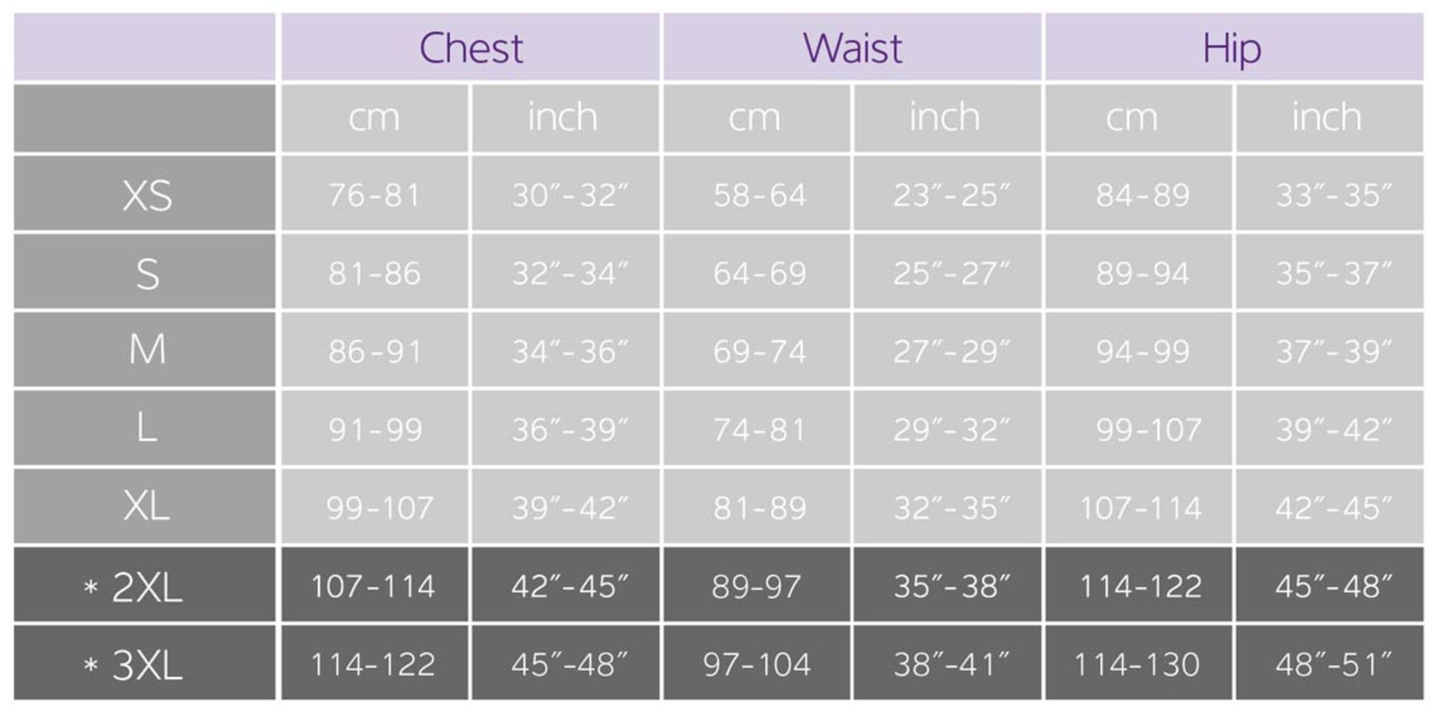 Liv Clothing Size Guide