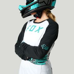 Fox Defend Womens Long Sleeve Jersey - White/Black