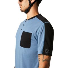 Fox Ranger DR Henley Short Sleeve Jersey - Blue