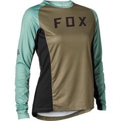 Fox Defend Womens Long Sleeve Jersey - Olive Green 1